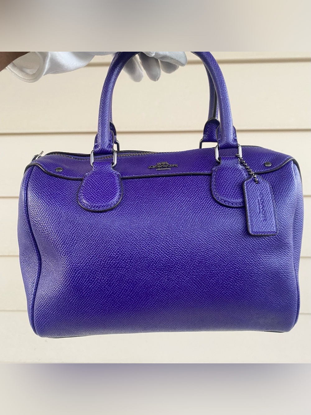 Coach (2017) Bennett Vibrant Purple Pebbled Leather Satchel 9.5”X6.5” Approx